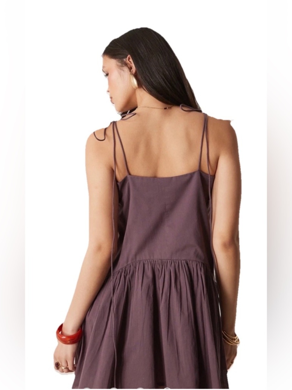 ASOS DESIGN Women’s Drop Waist Mini Dress ChocolatePlum Size 14 Spaghetti Straps - Picture 2 of 10